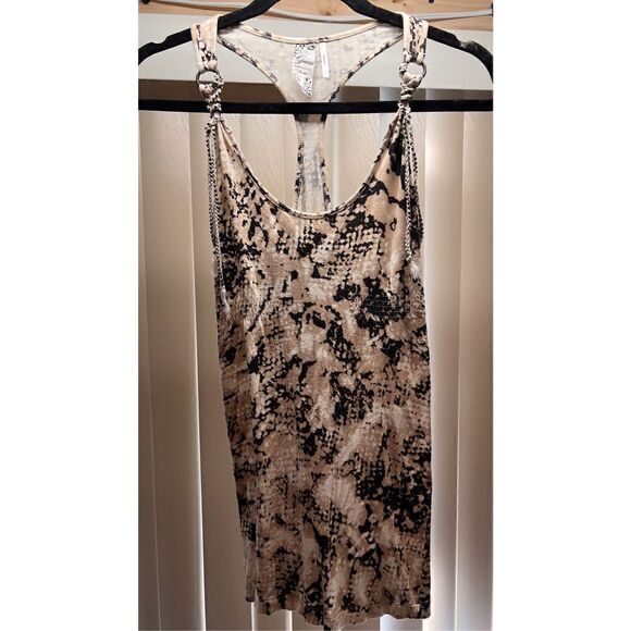 Guess Women's Snake Print Racerback Tank Top Sleeveless Brown Black Size XS - Picture 1 of 14